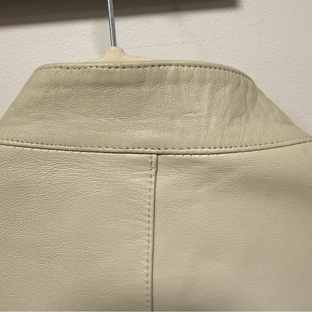 VTG 70s Cream Leather Cafe Racer Jacket UK Small Made in England - Picture 5 of 16